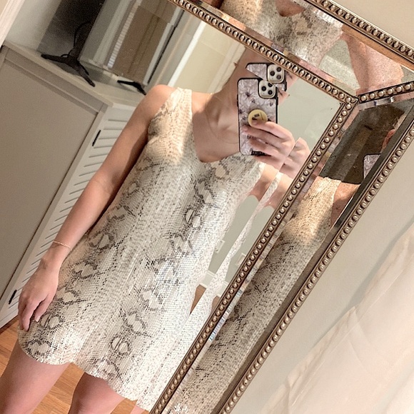 Parker Sequin Python Print Shift Dress - Picture 2 of 14